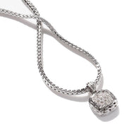 JOHN HARDY Classic Chain Silver Diamond Square Pendant Necklace
